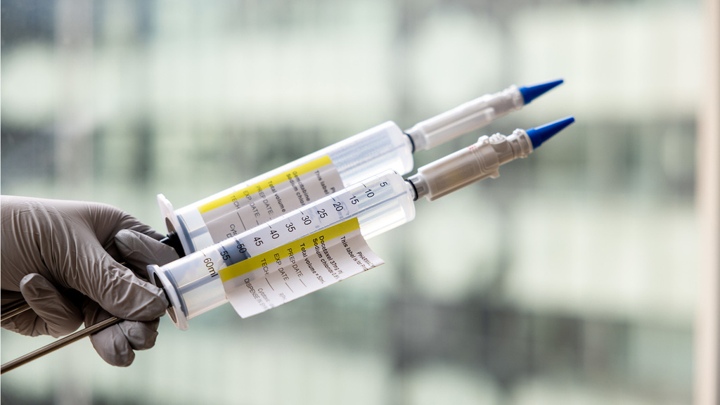 SYRINGES WITH SIMULATED CHEMOTHERAPY DRUGS PHOTOGRAPHED ON FRIDAY, MARCH 3, 2023. COMBINATION CHEMOTHERAPY WITH GEMCITABINE AND DOCETAXEL HAS BEEN FOUND TO BE AN EFFECTIVE TREATMENT FOR NON-MUSCLE-INVASIVE BLADDER CANCER.
